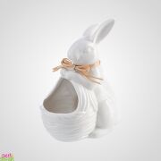 Керамическая Белая Конфетница Кролик-Джентльмен Малая 18.5x14x9см 