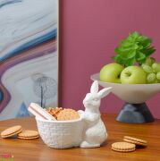 Керамическая Плетеная Конфетница с Кроликом Флаффи 15x18.5x11.5см 